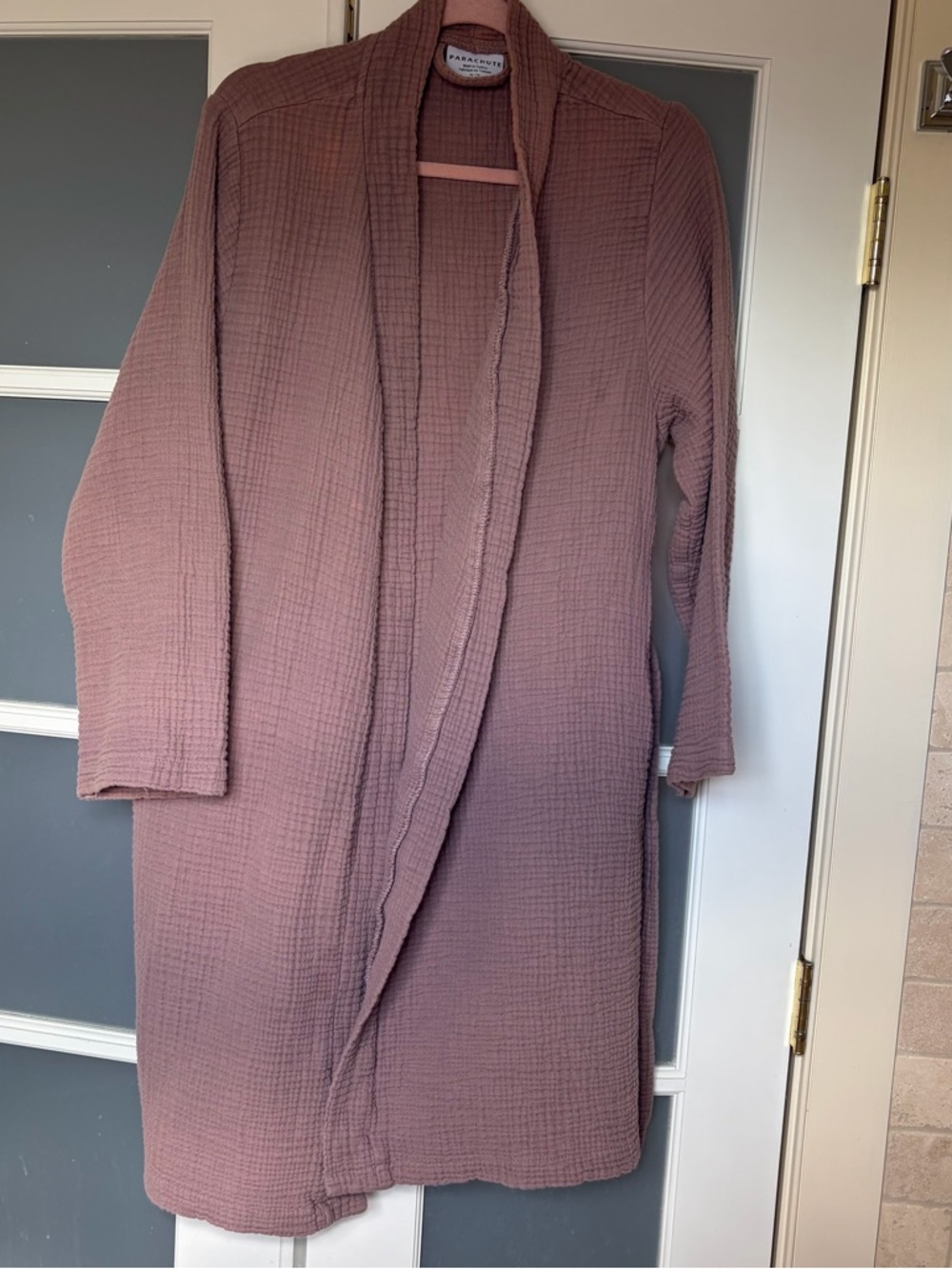 Parachute Cloud Cotton Textured Open-Front Robe Mauve XL